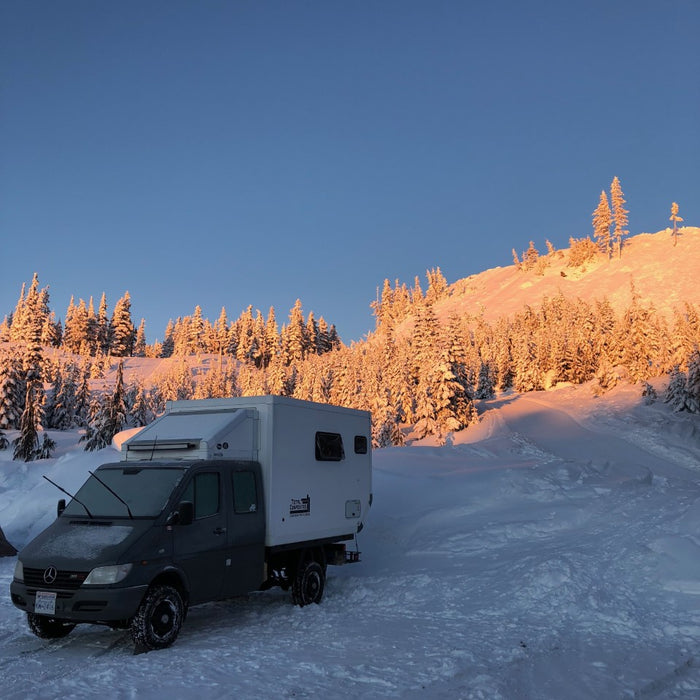 Winter camping in a total composites camper