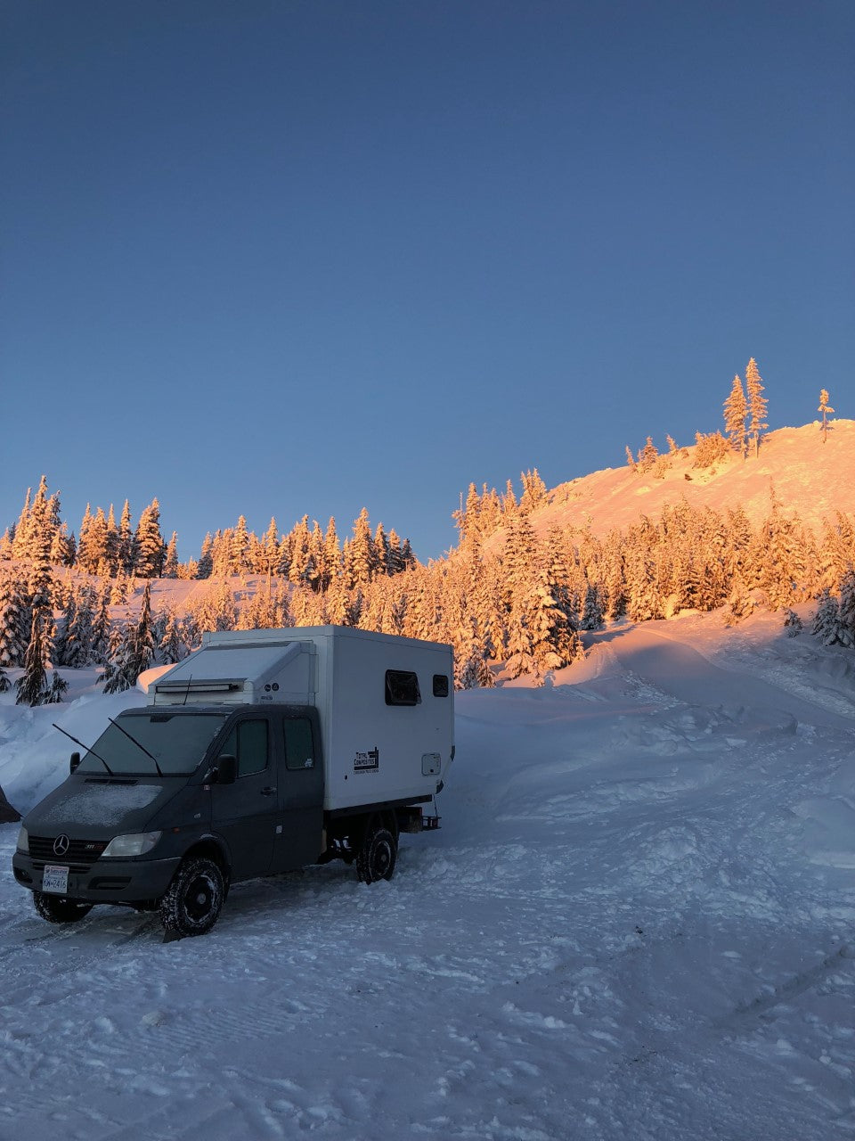Winter camping in a total composites camper