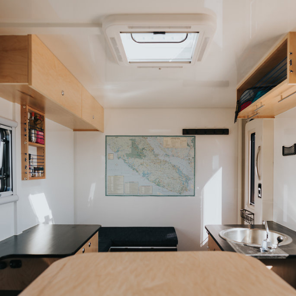 Inside campervan conversion