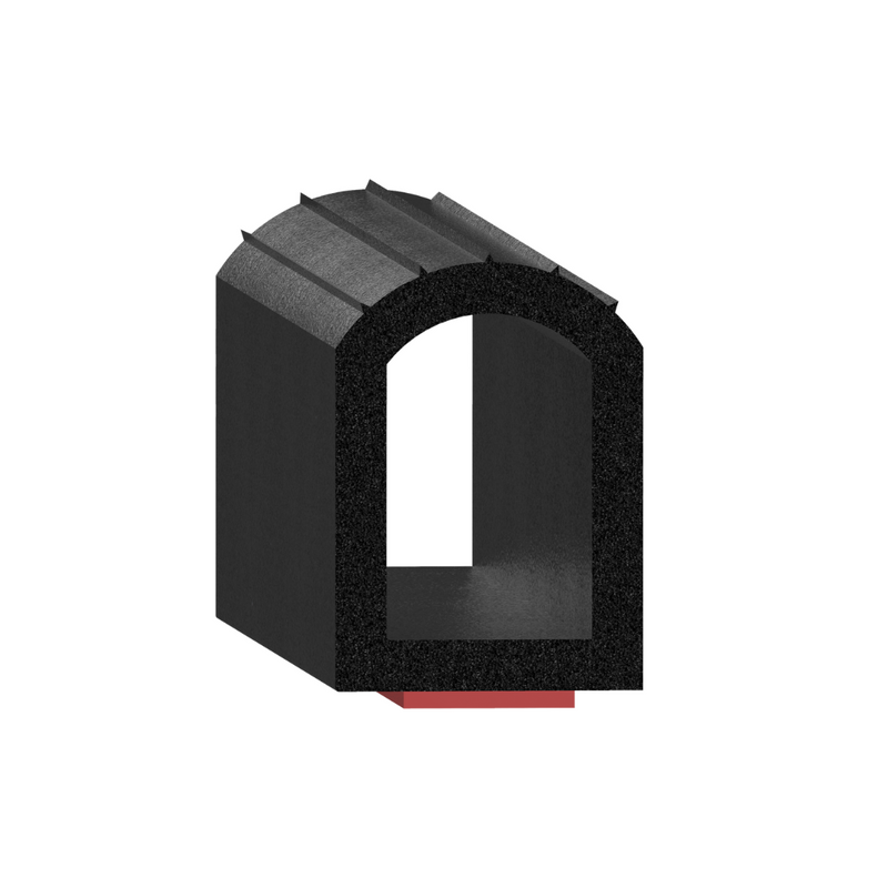 Top Bulb Rubber Seal 0.900" x 1.250" (3M Heat-Activated Tape, Black)