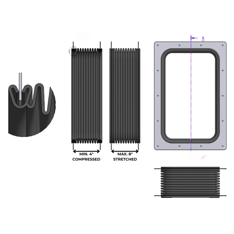 Accordion-Style Truck Camper Pass Through Gasket – Medium Stretch (4"–8")