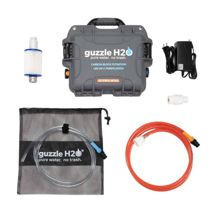 Guzzle H2O Stream (système portable de purification d'eau UV et bloc de carbone)