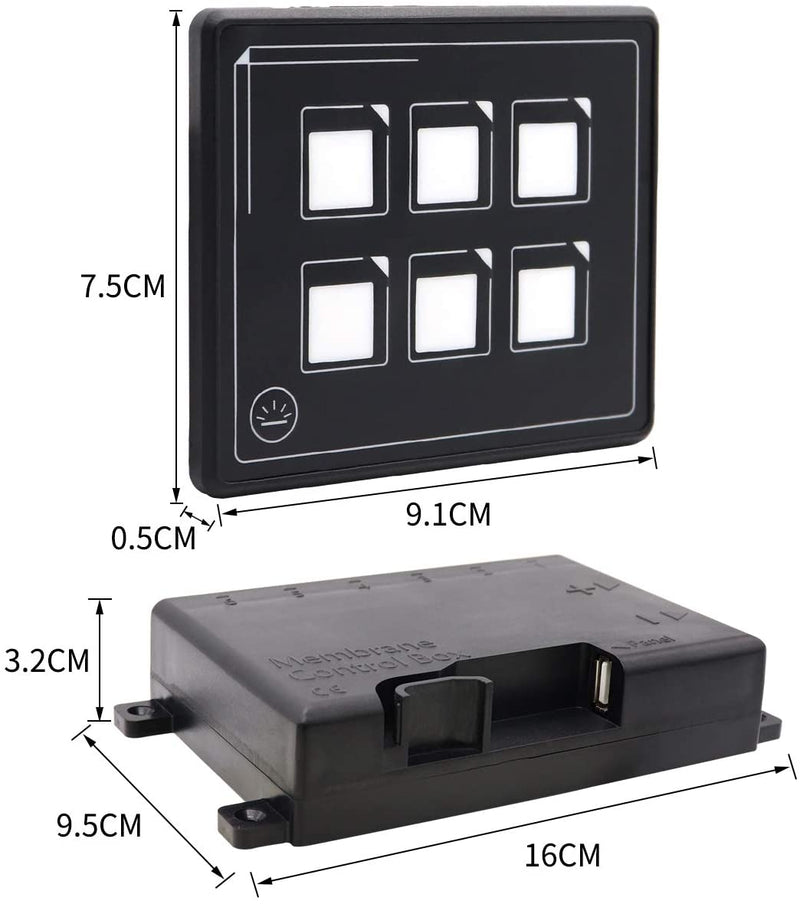 Bluetooth Smart Touch Switch Panel 12V (6 Gang, 35A)