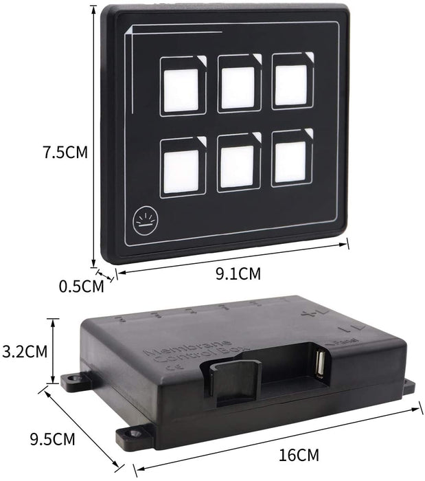 Panneau de commande tactile 12V 6 boutons avec contrôle par application pour téléphone portable via BLUETOOTH / 35A