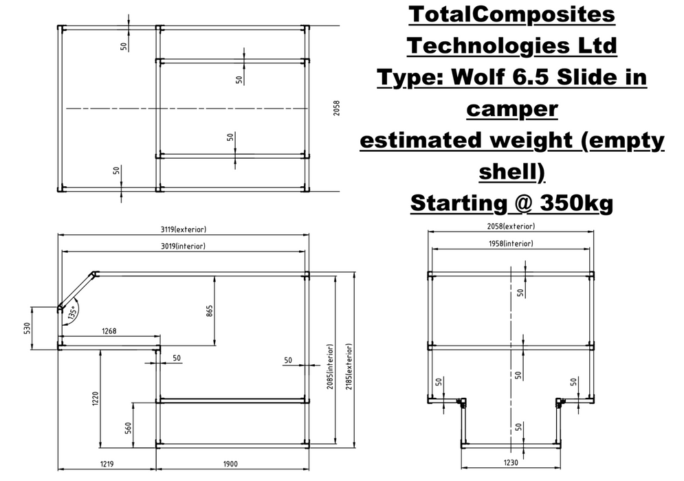 TOTAL COMPOSITES | WOLF 6.5' [Slide-in Camper Shell]