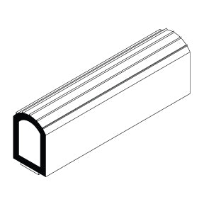 Top Bulb Rubber Seal 0.900" x 1.250" (3M Heat-Activated Tape, Black)