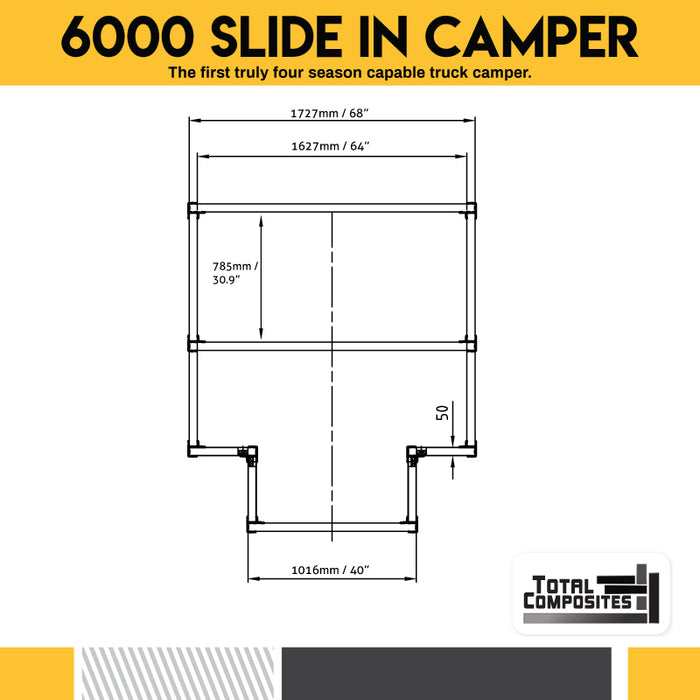 Total Composites - Lynx 5' Slide in Truck Camper Shell (Toyota Tacoma / Jeep Gladiator)