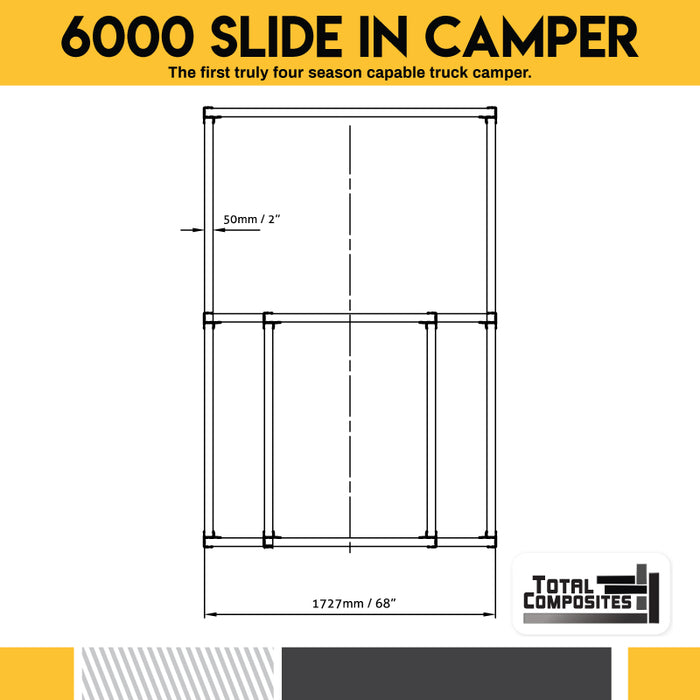 Total Composites - Lynx 5' Slide in Truck Camper Shell (Toyota Tacoma / Jeep Gladiator)