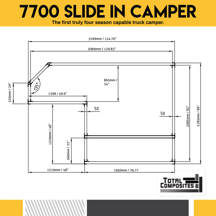 Total Composites - Wolf 6,5' Slide in Camper Shell (Ford Série F / Dodge Ram)