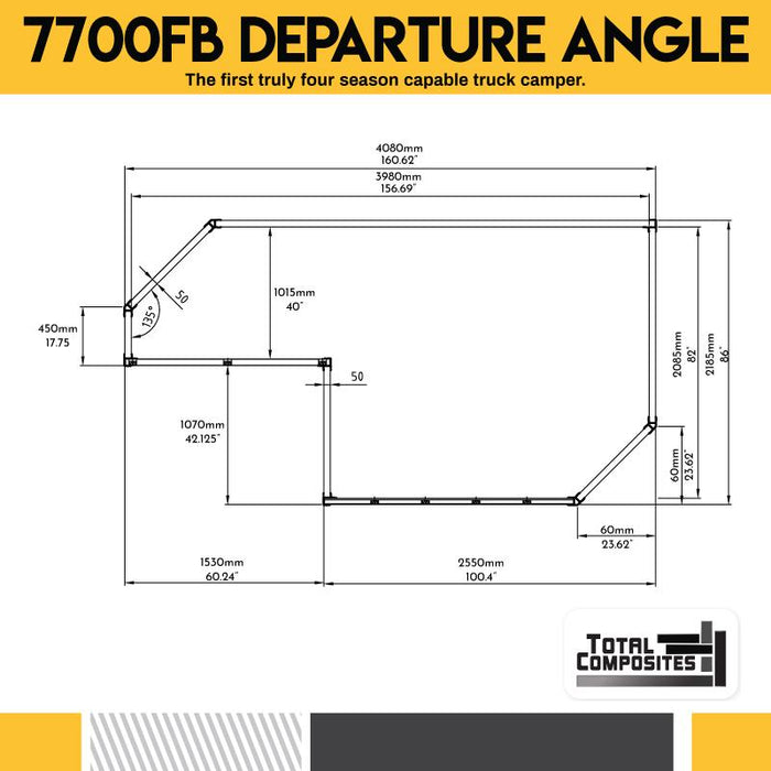 Total Composites - Wolverine 6,5' à plat avec coque de camping-car à angle de départ