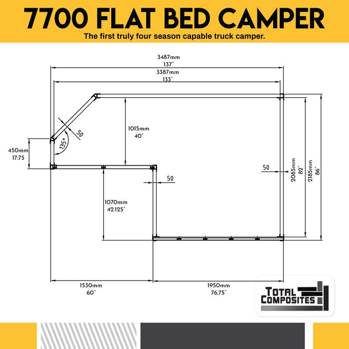 Total Composites - Bobcat 6.5' Flatbed Camper Shell