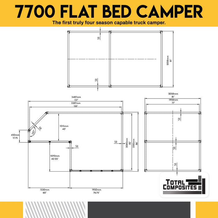 Total Composites - Bobcat 6.5' Flatbed Camper Shell