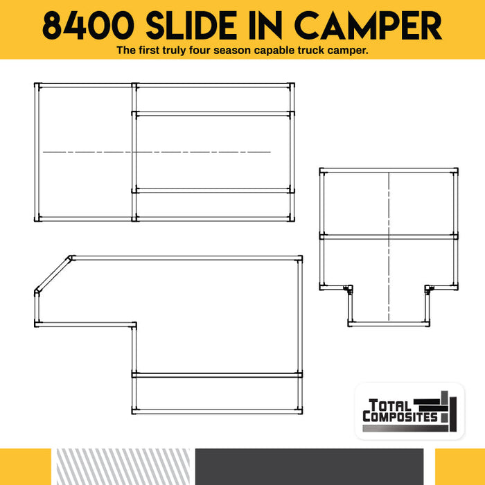 Total Composites - Lynx 7' Slide in Truck Camper Shell (Toyota Tacoma / Jeep Gladiator)