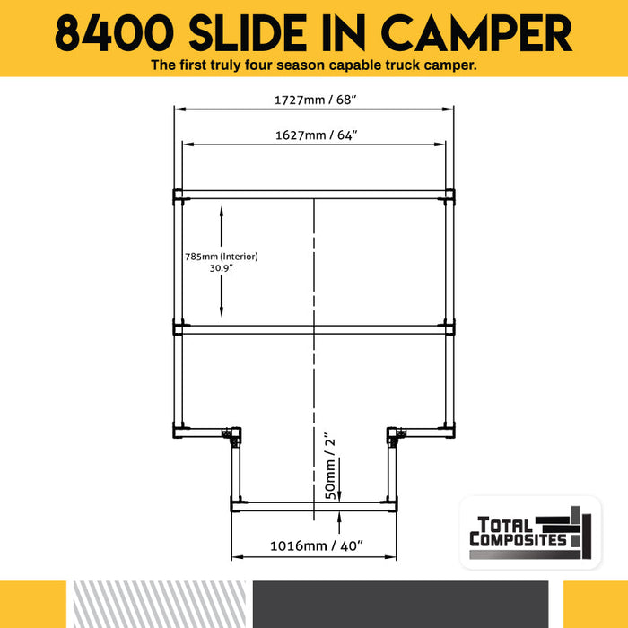 Total Composites - Lynx 7' Slide in Truck Camper Shell (Toyota Tacoma / Jeep Gladiator)