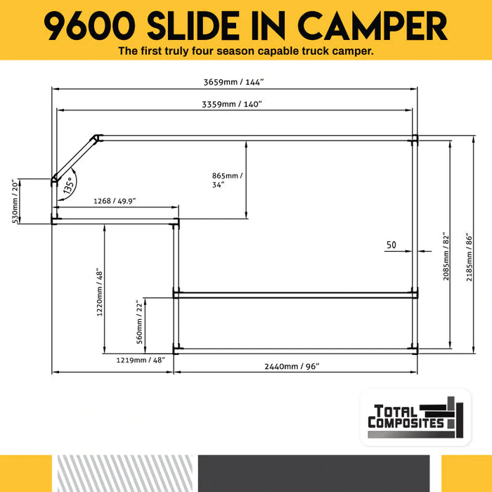 Total Composites - Wolf 8' Slide in Camper Shell (Ford Série F / Dodge Ram)