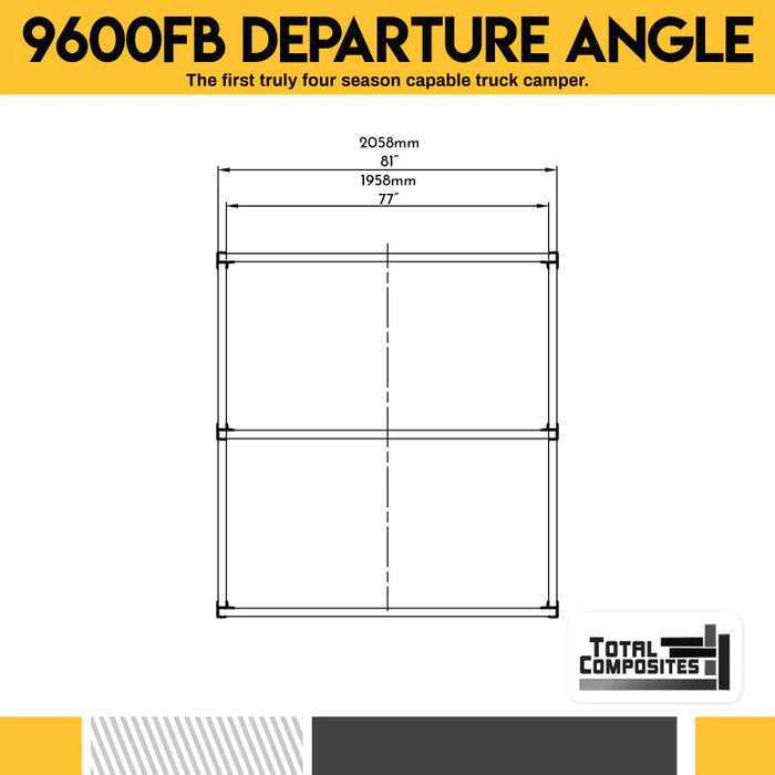 Total Composites - Wolverine 8' Flatbed with Departure Angle Camper Shell