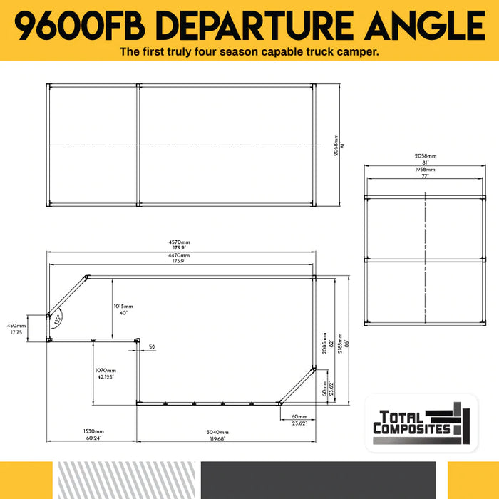 Total Composites - Wolverine 8' Flatbed with Departure Angle Camper Shell