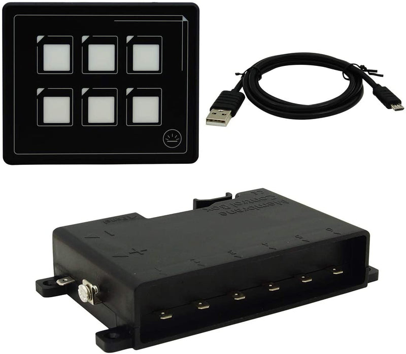 Panneau d'interrupteurs tactiles intelligents 12V (6 groupes, 35A, Filaire)