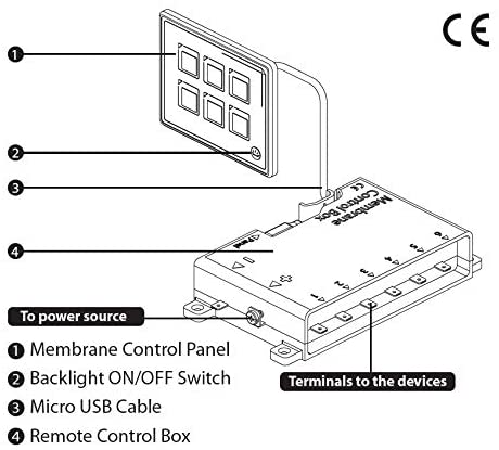 12V Touch Control Panel 6 Buttons / 35A / Wired