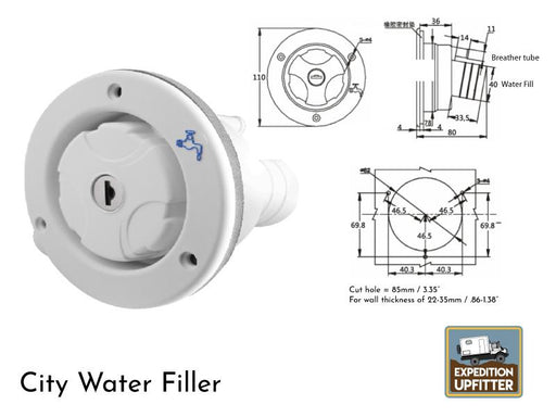 Diagram of RV water filler with vent