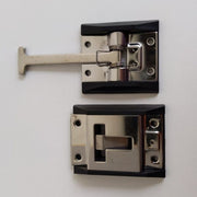 Front view of cargo latches on table